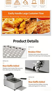 業務用電気自動ステンレス製単筒式業務用深型フライヤー - Product Image 2