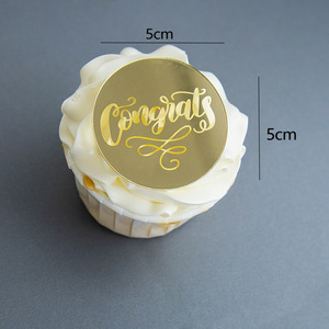 Disco Acrilico da 5cm 'Congrats Grad' per <span class=keywords><strong>Torta</strong></span>, Decorazione Rotonda a Specchio Incisa per Cupcake, Accessori per Feste di Laurea - Product Image 3