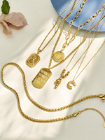Collier carré tendance Dingyao en acier inoxydable plaqué or 18 carats avec perles rondes en forme de gourde pour femme