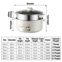 Mini-cuiseur électrique multifonction Great Bear, cuiseur à riz, revêtement antiadhésif, acier inoxydable, couvercle en verre trempé, RV Dutch