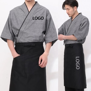 Kimono Giapponese da Chef con Linee Nere e Grigie, Uniforme da Lavoro a Mezza Manica <span class=keywords><strong>per</strong></span> Uomo con Logo Personalizzato <span class=keywords><strong>per</strong></span> Ristoranti di Sushi - Product Image 1