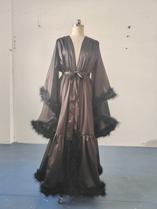 2025 Customize Luxury Bridal Morning Robe with Fur Feather Trim Long <strong>Wedding</strong> <strong>Cape</strong> for Stage Performance Fashion Cloak - Product Image 5