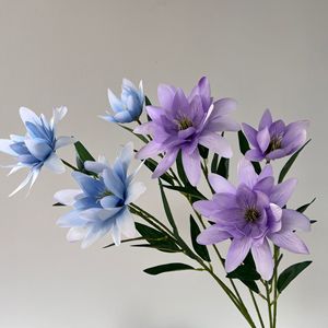 Bouquet de fleurs artificielles en soie, 3 têtes, magnolia blanc et rose, décoration de mariage, décoration intérieure, haute simulation, branche unique - Product Image 2