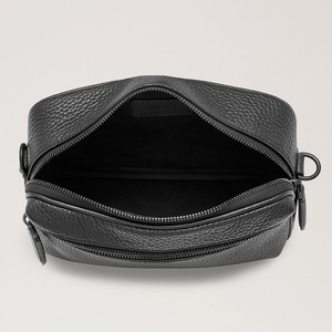 Bolso cruzado de cuero negro con cremallera para <span class=keywords><strong>hombre</strong></span>, <span class=keywords><strong>bandolera</strong></span> con logotipo personalizado - Product Image 3