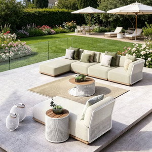 Ensemble <span class=keywords><strong>de</strong></span> canapés <span class=keywords><strong>de</strong></span> <span class=keywords><strong>jardin</strong></span> <span class=keywords><strong>en</strong></span> aluminium <span class=keywords><strong>de</strong></span> luxe au design moderne, <span class=keywords><strong>fauteuil</strong></span> personnalisé pour villa, tissu confortable pour extérieur, cour et appartement - Product Image 1
