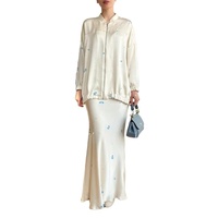 Nouvelle collection Lignes : Ensemble deux pièces de luxe avec veste et jupe, imprimé floral Moyen-Orient, Abaya musulmane à fermeture éclair