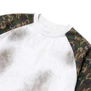 T-shirt Cropped Homme Vintage Streetwear Color Block Camouflage Coton Épais Effet Délavé au Soleil Coupe Boxy Personnalisé - Product Image 4
