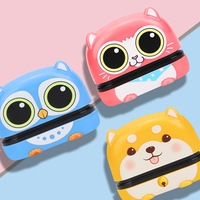 Timbre en mousse auto-encreur pour enfants de maternelle, motif hibou de dessin animé, personnalisable avec photos et nom, pour vêtements, en pastel