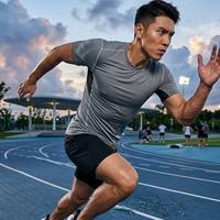 T-shirt de course slim fit pour homme POD, tissu léger 180g, t-shirt de sport, hauts de sport, équipement d'entraînement de musculation pour homme