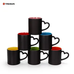 Tazas De Transferencia Decoratieve Servies Beker Op Print Hart Handvat Sublimatie Kleur Veranderende Keramische Aangepaste Warmte Mok