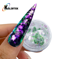Kolortek Pigment Multicolore Effet Caméléon Aurore Qualité Cosmétique pour Ongles, Pigment Changeant de Couleur pour Nail Art en Gel