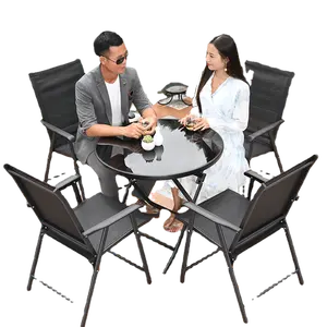 Luxury Foldable Portable Furniture Set for Small Spaces - Modern Outdoor Chairs and Coffee Table Set for Pool and Bar