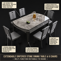 Nouvel ensemble de meubles de maison modernes en vente flash, table rectangulaire, 1 table, 6 chaises, pieds en bois, pliable