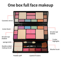 Coffret Cadeau Maquillage Couleurs Assorties 18 Teintes Palette Fards à Paupières Nacrés Effet Nude Rouge à Lèvres Waterproof & Poudre de Blush Combo