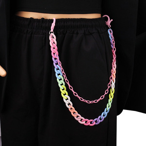 Chaîne de taille unisexe en acrylique en forme de cœur Yueli, style punk, pour usage quotidien, chaîne de corps tendance à plusieurs tours en résine lucite - Product Image 3