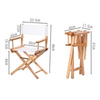 Chaise de Réalisateur Portable en Bois Massif avec Siège en Toile, Chaise Pliante d'Extérieur à Dossier Haut, Chaise de Loisirs, Logo Personnalisé