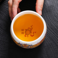 Tasse à thé en porcelaine de jade glacé, motif Apsaras volantes de Dunhuang peint à la main, tasse de dégustation en céramique chinoise pour la cérémonie du thé