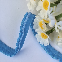 Bande de dentelle élastique à double volant de 1,2 cm pour la décoration de vêtements faits main et de bijoux