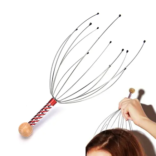 Portable Claw Spider Hand Held Wooden handle Scalp Head Massager