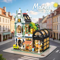 EPT 2892PCS Set de Bloques de Construcción Market Street con Luz LED, Modelo de Arquitectura Modular de Supermercado y Apartamento, Juguete