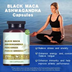 Suplementos Herbales de Ashwagandha y <span class=keywords><strong>Maca</strong></span> Negra <span class=keywords><strong>en</strong></span> Cápsulas para Adultos, que Proporcionan Energía y <span class=keywords><strong>Beneficios</strong></span> Antioxidantes, 120 Unidades - Product Image 3
