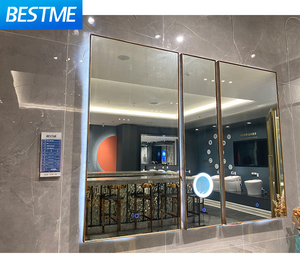 Tocador de madera de gran tamaño para baño, encimera simple y elegante de mármol, cerámica <span class=keywords><strong>doble</strong></span>, cuenco, luces LED - Product Image 2