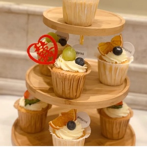 Support à cupcakes en bois à 3 niveaux, présentoir à desserts en bambou, <span class=keywords><strong>plateau</strong></span> à étages pour mariage <span class=keywords><strong>et</strong></span> ferme rustique - Product Image 3