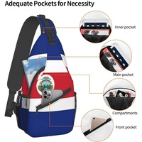 Sac à bandoulière avec drapeau du Costa Rica, sac à dos patriotique de grande capacité, sac à dos de voyage et de randonnée, sac à bandoulière pour hommes et femmes, personnalisé