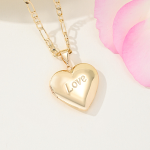 Collier tendance avec pendentif en forme de cœur ouvert en laiton plaqué or, unisexe, motif symbole <span class=keywords><strong>d</strong></span>'<span class=keywords><strong>amour</strong></span> éternel, chaîne à maillons, cadeau - Product Image 4