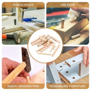 Bouchons en bois massif, tenons ronds pour la réparation de meubles, style rustique durable - Product Image 2
