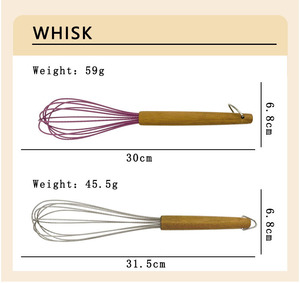 Batteurs à œufs en silicone écologiques avec manche en bois <span class=keywords><strong>Fouet</strong></span> à œufs manuel pour la <span class=keywords><strong>cuisine</strong></span> Utilisation du mousseur à lait Outil de mélange Lavage à la main uniquement - Product Image 6