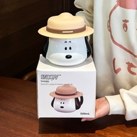 Mug en céramique de dessin animé pour filles, mignon, résistant aux hautes températures, avec couvercle et poignée, cadeau d'anniversaire