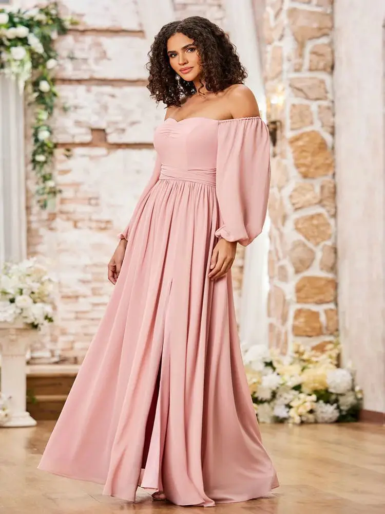 lace off the shoulder long sleeve dress Off-Shoulder Lace Wedding Dress with Long Sleeves main image 1