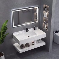 Vente en gros de haute qualité à double vasque en céramique, ensemble de miroirs de coiffeuse, style moderne, combinaison supérieure inférieure, dalle de roche bon marché
