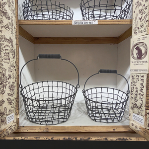 Bộ 2 giỏ sắt tròn cổ điển màu đen để đựng đồ trên bàn làm việc có tay cầm - Đa năng, tiết kiệm không gian - Product Image 5