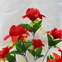 Buket Bunga Lily Buatan dari Sutra dengan Daun Hijau dan Pengisi Kuning untuk Dekorasi Rumah dan Pernikahan.