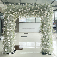 F80 Hochzeitsdekoration 3D Stoff-Hintergrund Blumenreihe Wandmatte Seidenrosen Weiße Blumen-Läufer Künstliche Hängende Blumenwand