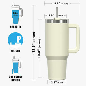Gobelet isotherme en acier inoxydable de 40 oz, tasse de voyage, porte-gobelet, bouteille d'eau, tasse à café glacé pour boissons froides et chaudes avec paille et couvercle - Product Image 5