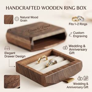 Solid Walnut Wooden Wedding <b>Ring</b> <b>Storage</b> Box <b>Ring</b> Holder for Engagement Ceremony Elegant Jewelry Gift Box - Product Image 1