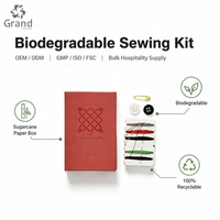 Kit Essentiel d'Accessoires de Couture pour Chambre d'Hôtel – Écologique et Biodégradable : Bonnet de Douche, Serviette, Trousse de Voyage Dentaire, Peigne