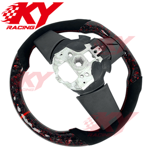อุปกรณ์ตกแต่งภายในสำหรับ Mustang GT ปี 2004 2005 2006 2007 2008+ พวงมาลัยหุ้มหนังกลับคาร์บอนไฟเบอร์ฟอร์จแบบกำหนดเอง - Product Image 3