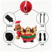 Nouvelle figurine gonflable de Noël transfrontalière avec logo, décorations de jardin et de fête extérieures, chien teckel gonflable de Noël