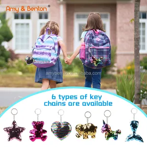 Exchange Party Favor Gift Supplies School Classroom Prize Flip Glitter Sequin Keychains for kids Christmas Valentines