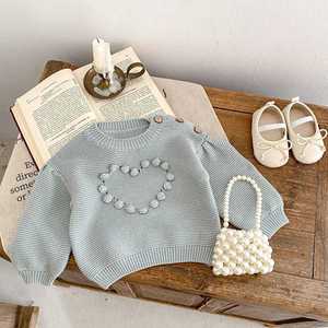 Pull en tricot pour bébé fille d'automne avec cœur Pull en tricot pour nouveau-né Pull pour bébé - Product Image 2
