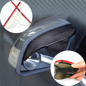 Car Rearview Mirror Rain <b>Cover</b> Carbon Fiber Style Visor Flexible PVC 3m Tape Stick For Car <b>Window</b> Protection - Product Image 5