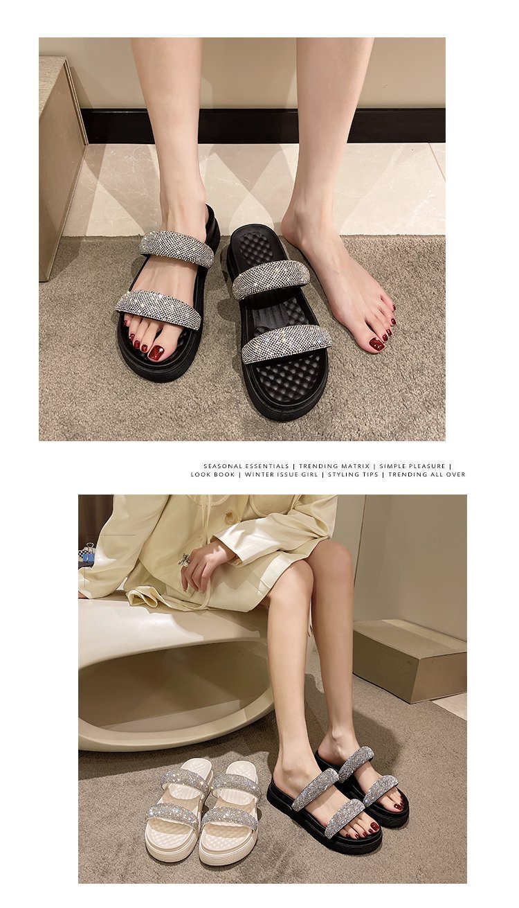 2023 Summer Casual Sandals Ladies Sponge Thick Bottoming Beach Sandals Slippers
