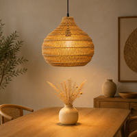 Abat-jour en corde de papier tressée PENGYE à dôme étagé, ouverture large au bas, fait main, naturel, suspension Art Déco, lampe de plafond Ramadan