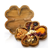 Ensemble d'assiettes carrées décoratives pour la maison, plateau de service pour collations et desserts, assiettes en bois d'acacia pour restaurant