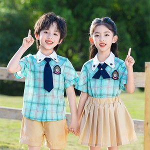 Chemise à carreaux pour enfants, uniforme scolaire vert, style britannique, populaire 2026, pour maternelle, primaire et lycée - Product Image 1