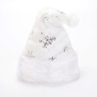 Chapeau de Noël en peluche douce et blanche, chapeau de Père Noël à flocons de neige, décoration de Noël blanche, chapeau de décoration du Nouvel An, fournitures pour fêtes de fin d'année